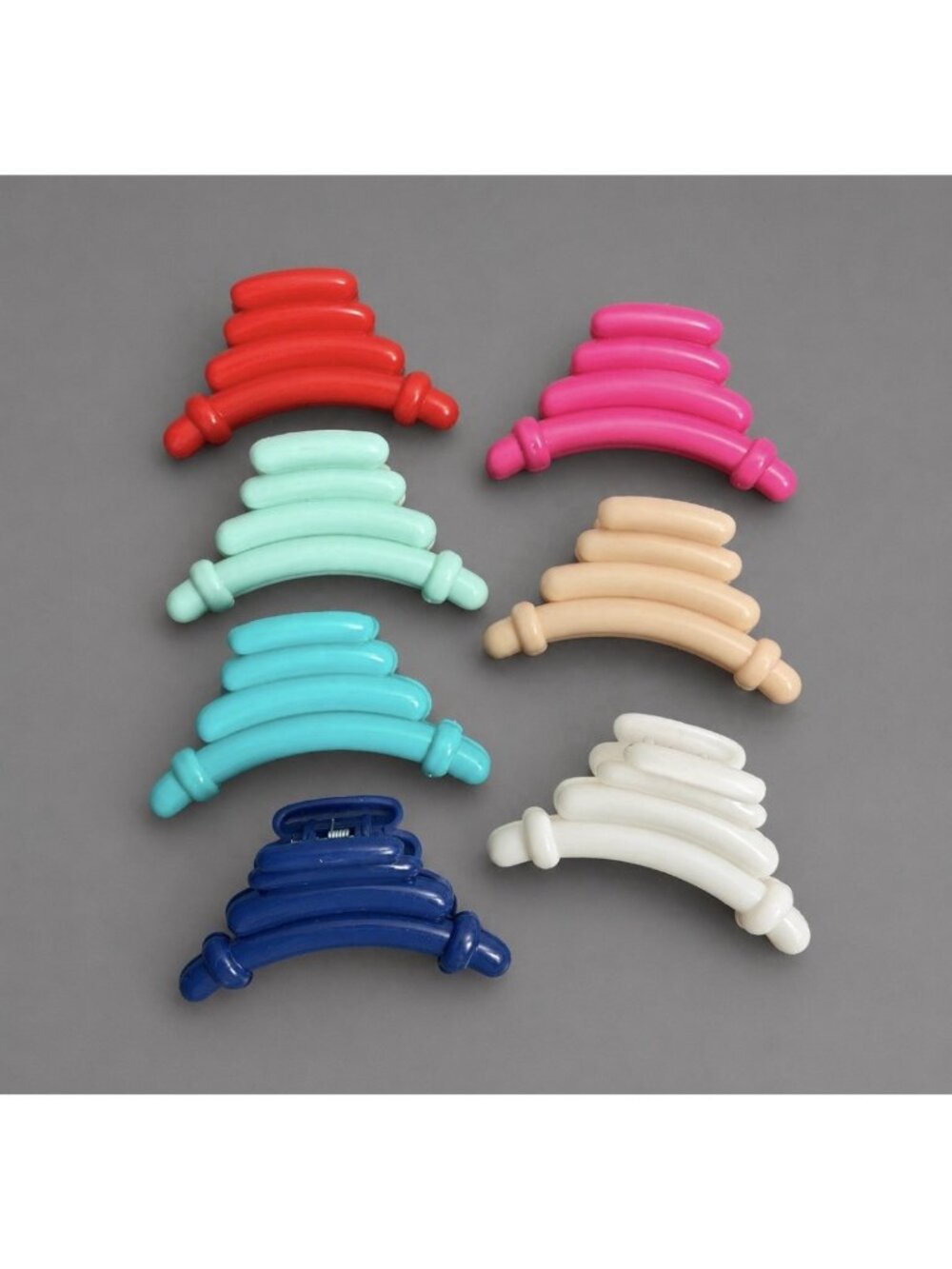 Vintage 80s/90s Lot of 7 Plastic Claw Hair Clips in Rainbow Colors